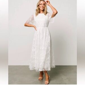 Baltic Born White Dress with Floral Embroidery